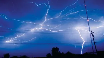 Cloud-to-ground lightning discharge. weather storm thunderstorm atmospheric disturbance cumulonimbus clouds thunder and lightning Homepage blog 2011, science and technology